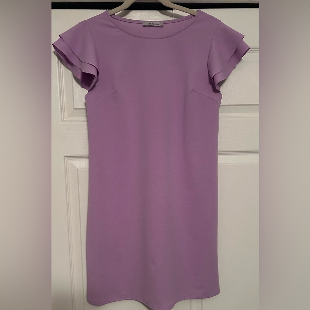 Ces Femme Lilac Ruffle Sleeve Dress